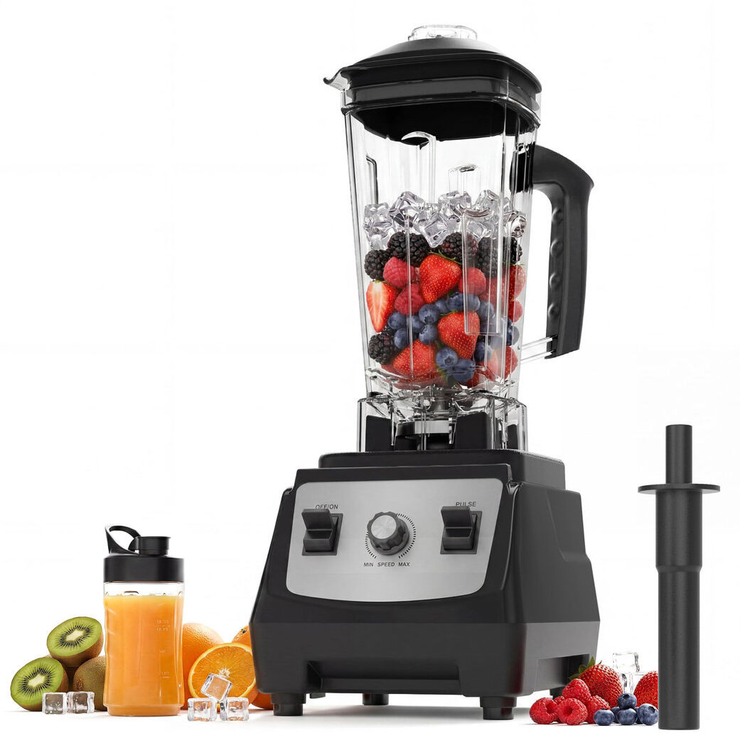 London Boutique 2200W High-Speed Countertop Blender – 6-Blade Ice Crushing System for Smoothies, Soups & Shakes – Includes 300ml Tumbler & Stirring Rod – Black with 3 Black