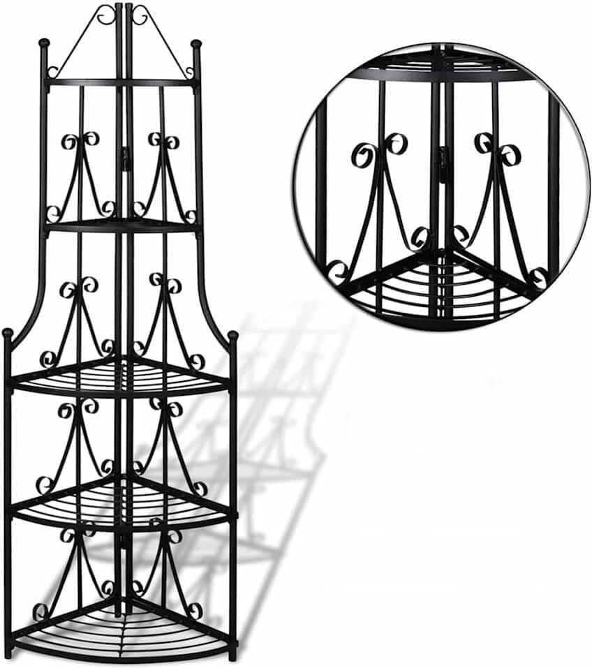 vidaXL Étagère d’angle pour plantes en noir