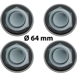 4 x Ø 64 mm Polymere Aufkleber / Radmutter-Optik / Nabenkappen, Felgendeckel