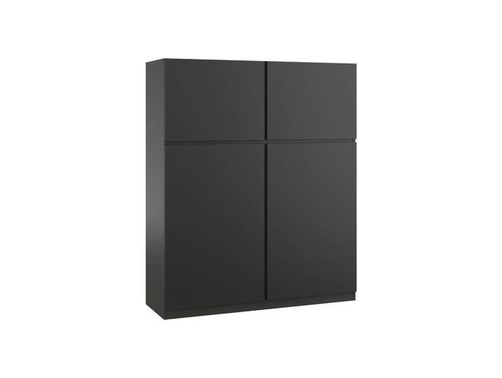 Mid.you Highboard Bern, Schwarz, 4 Fächer, 119.5x143x40 cm, stehend, Wohnzimmer, Kommoden & Sideboards, Highboards