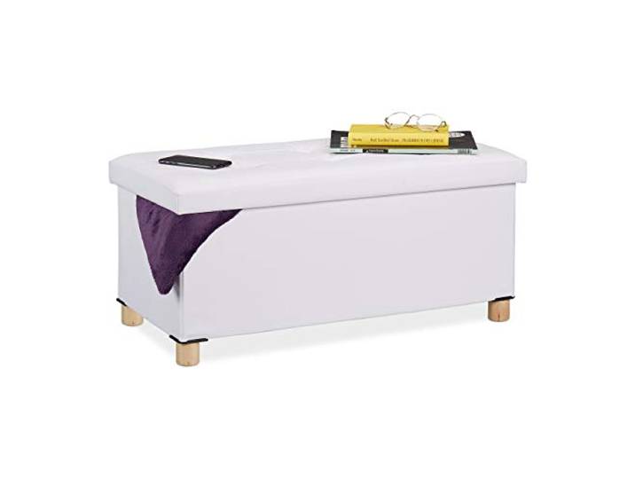 Relaxdays Banquette\, Espace\, Cuir synthétique\, rembourré\, entrée\, Chambre à Coucher\, Banc Coffre HlP: 35x76x37cm\, Blanc