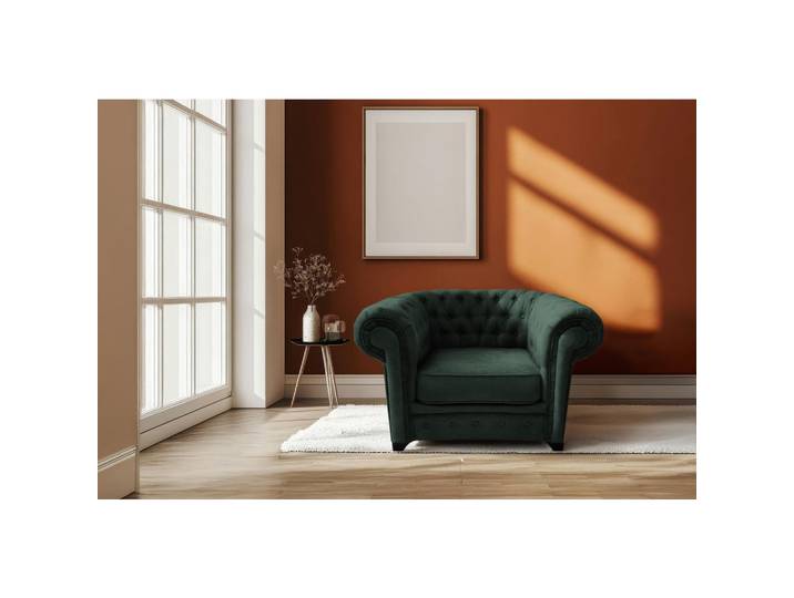 Mid.you Chesterfield-Sessel, Dunkelgrün, Holz, teilmassiv, 91x72x92 cm, Stoffauswahl, Wohnzimmer, Sessel, Chesterfield-Sessel