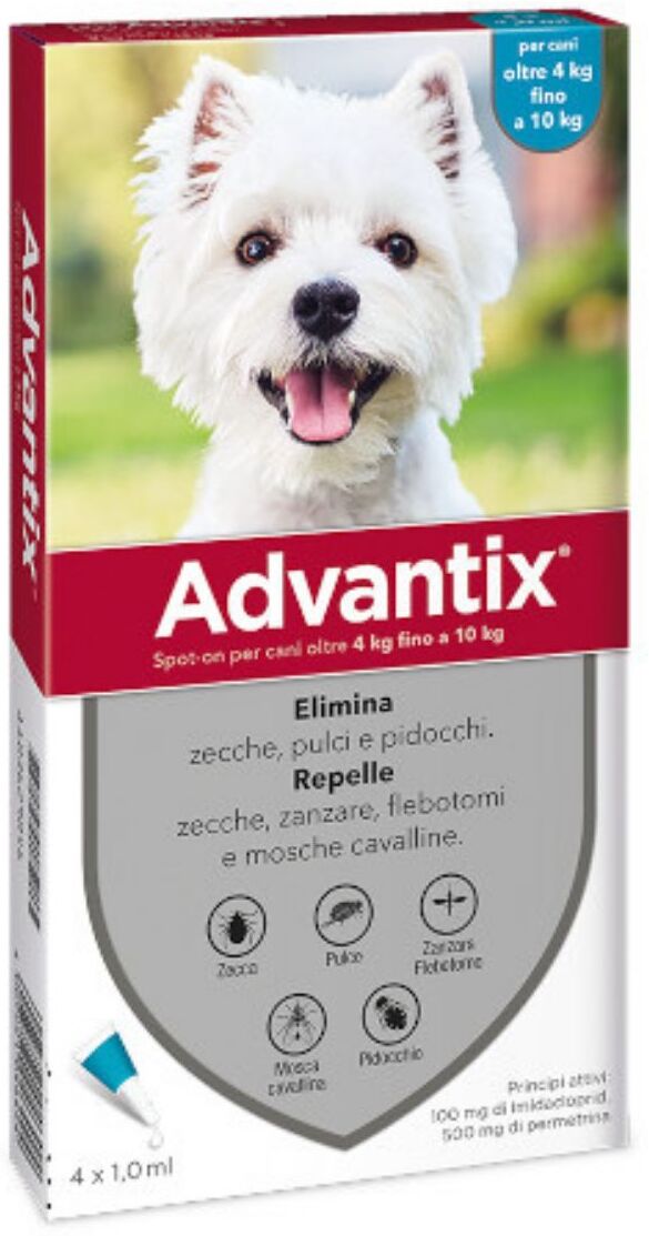 Advantix Spot-On Antiparassitario per Cani 4 Pipette 4-10kg