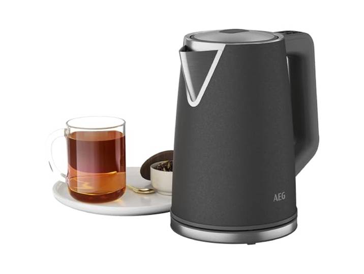 AEG Wasserkocher Deli 5, 1,7 l, 2400 Watt, 360° Sockel, Anthrazit, K5-1-6AN 40-100°C Temperaturwahl, 40 Min Warmhalten, Turbofunktion, 3-fache Sicherheitsabschaltung, Kalkfilter entnehmbar, Tropfschutz