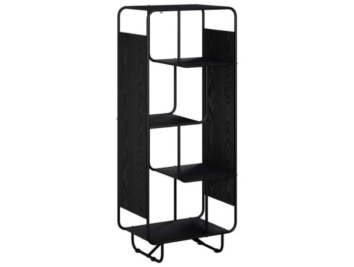 Xhnifbn Highboard Schwarz Eichen-Optik 60 x 37,5 x 144 cm Regal Vielseitiges 5-Ebenen Möbel für die Küche, stabiler verzinkter Stahlrahmen mit hoher Tragkraft für Geschirr.