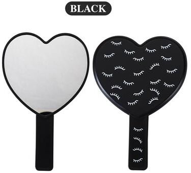 Fusion Finds Heart Shaped Handheld Vanity Mirror HD Portable Makeup Mirror For Home Salon & Travel black