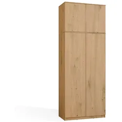 Kleiderschrank mit Aufsatz SD-90 Türen Ablagen EICHE ARTISAN für Garderobe Zimmer Büro