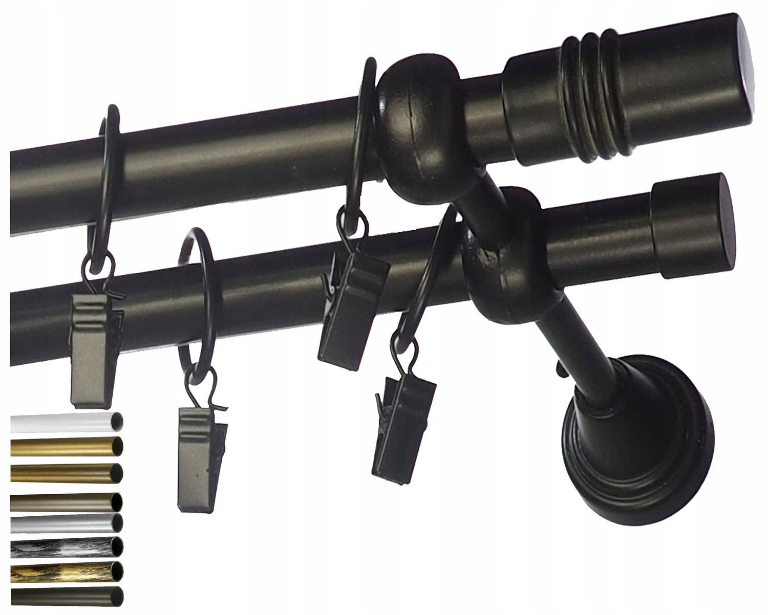 Merkloze dubbele metalen gordijnroede 16mm, 580 cm, inclusief accessoires