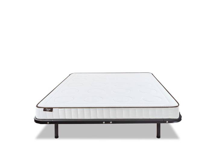 Ensemble matelas mousse h18 sommier métal blanc 140x200