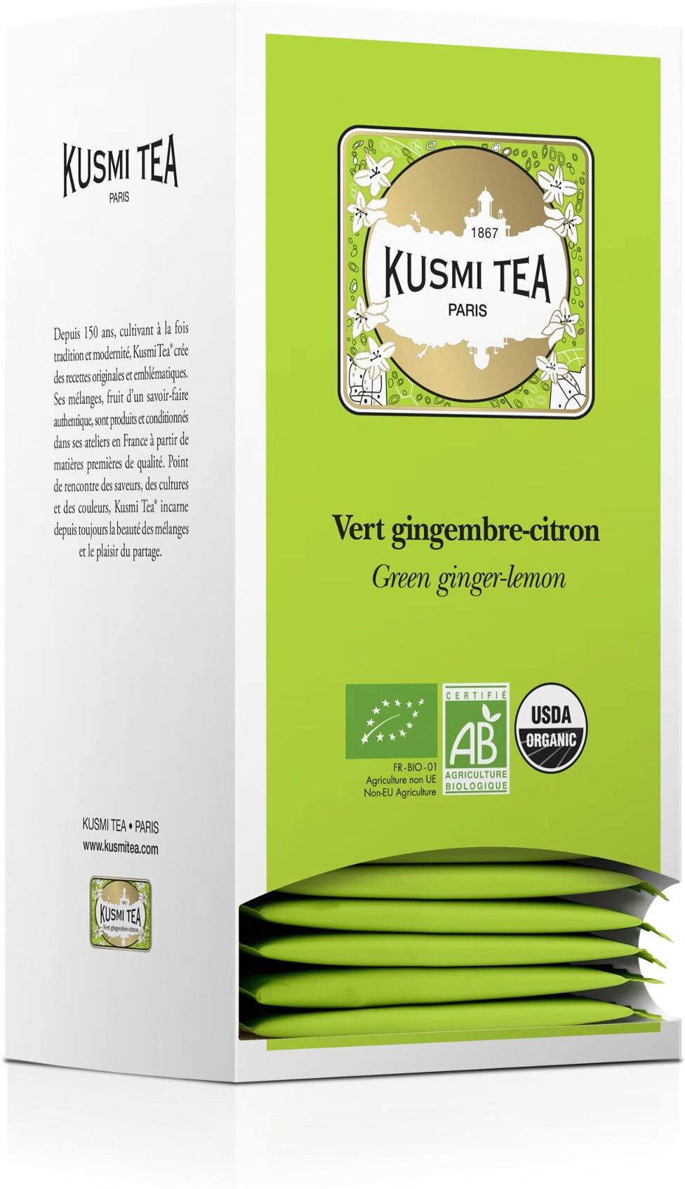 KUSMI Te Eko Green ginger-lemon 25/fp