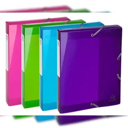 Exacompta 59780E 4x Archivbox aus Polypropylen, Rücken 40mm, Iderama PP - A4 - Farben sortiert