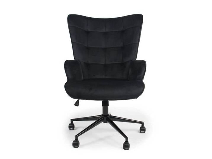 MENZZO Fauteuil de bureau moderne à haut dossier Florelo Velours Noir