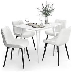 Vicco, Essgruppe, Esstisch-Set Beaver, Weiss, 110 x 70 cm mit 4 Stühlen, Beige