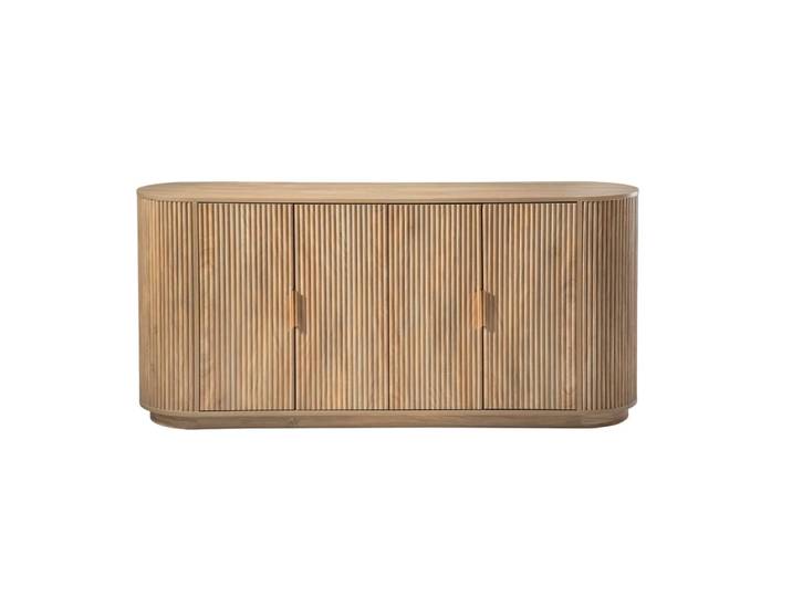 Buffet 4 portes effet chêne façades lames arrondies l160 cm