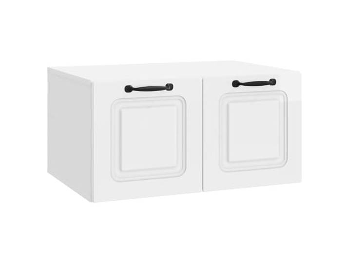 KTHLBRH TV-Schrank für die Wand, weiß, glänzend, 59,5 x 41 x 30 cm Platzsparendes Entertainment-Center, mehrere Regale, Kabelmanagement, zeitgenössischer Stil, modernes Wohnzimmer