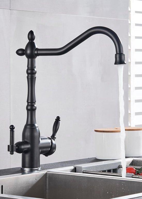 Küchenhahn, 3-Wege - RO7 Slim Umkehrosmose-Wasserfiltersystem - 7-stufige Filtration - Schwarz - Unterbauausführung - für die Küche