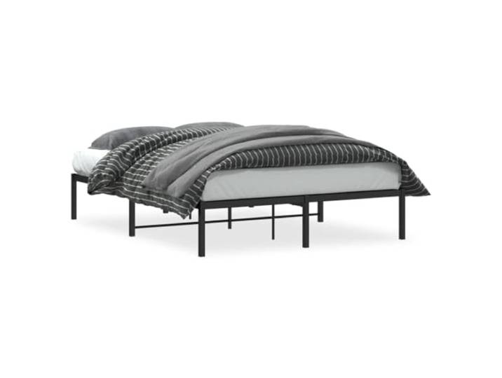 KKgypkn Robustes Metallbettgestell 140x190 cm Schwarz, Stahlbettrahmen mit Lattenrost und Mittelfüßen für Schlafzimmer, zusätzlicher Stauraum unter dem Bett