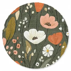 FUSSMATTE Blumen - Illustration - Grün Flurteppich 90x90 cm