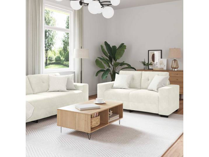 vidaXL Sofa Set 3 stk. Creme Samt