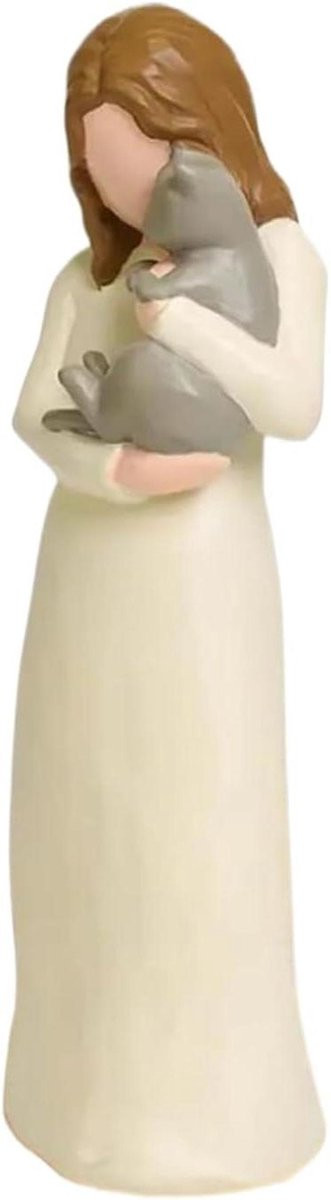Zuster Beeldje - Hars Kat - Grijs - Hoogte: 18 cm