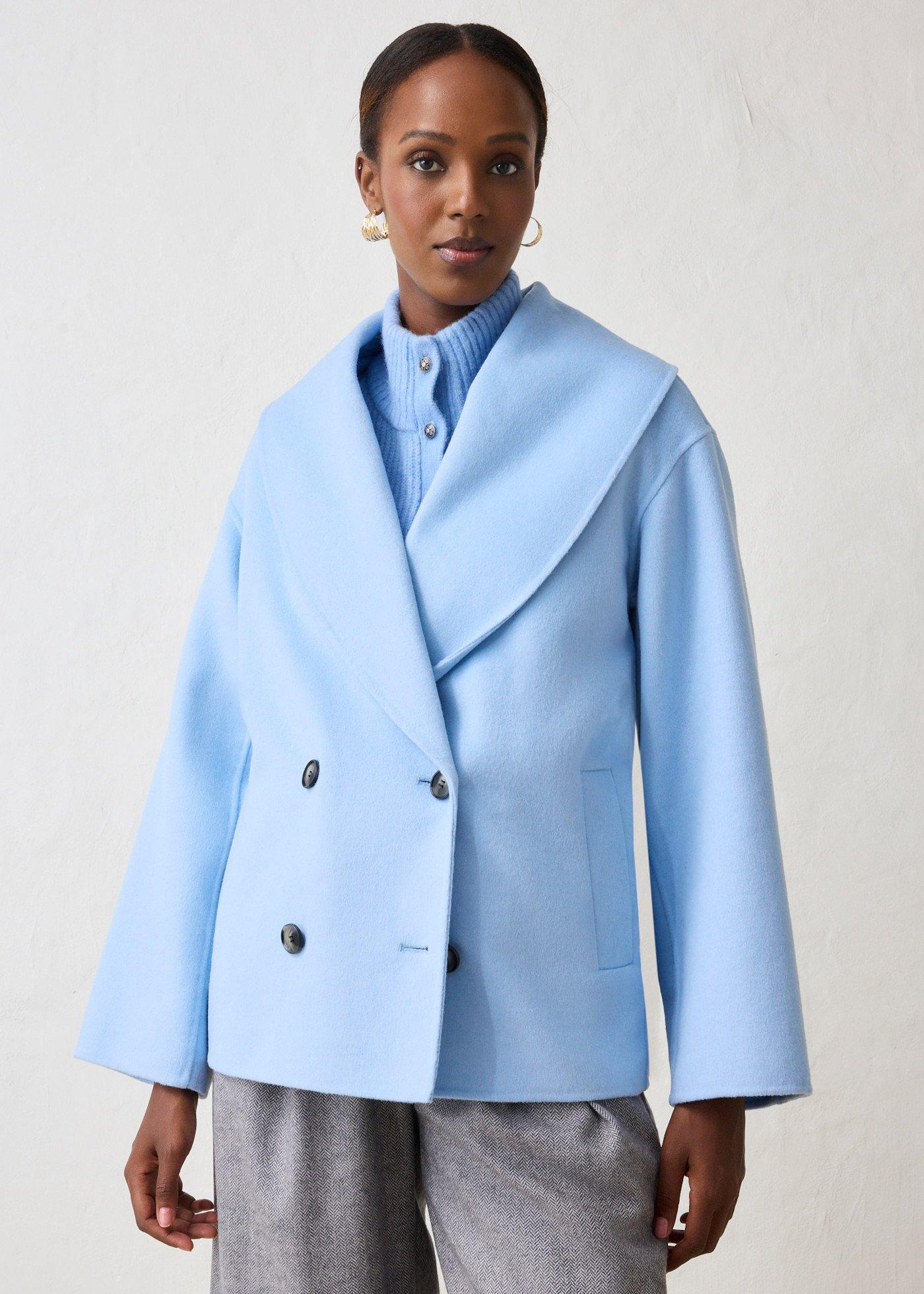 bonprix Oversize Jacke aus weichem Woll-Mix, blau, Gr.40, stilvolle Woll-Jacke in schöner Premium-Qualität, aus Wolle