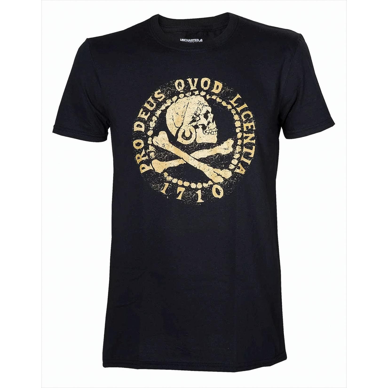 Uncharted 4 Herren T-Shirt Pro Deus Qvod Licentica M Schwarz