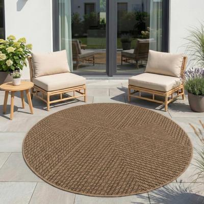 Outdoorteppich AYYILDIZ TEPPICHE "TIMBER 1404, auch als Läufer und rund", beige, H:5mm Ø:160cm, Polypropylen, Teppiche, Outdoorteppich, Läufer, Rund, In und Outdoor, Jute Sisal Optik, Wohnzimmer, Terasse