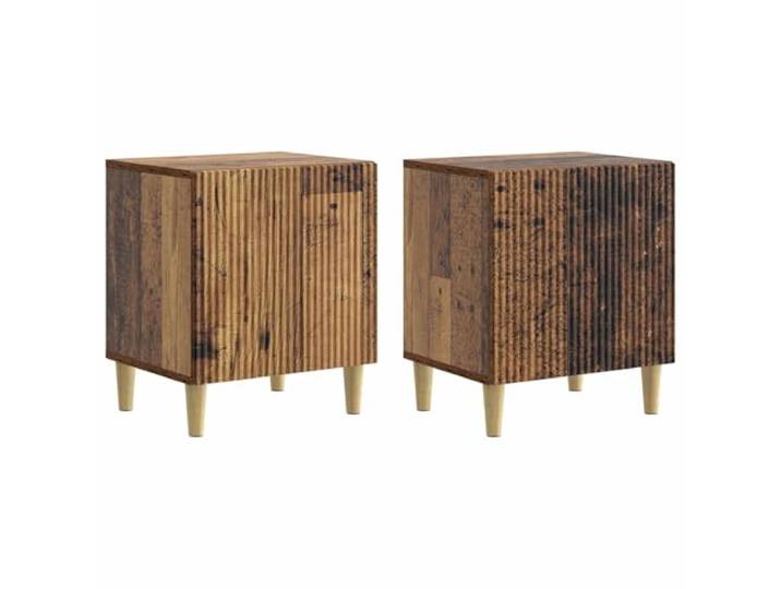 fsahslih Nachttisch 2er Set Altholz-Optik 43x34,5x50 cm Beistelltisch Kompakte Beistellschränke für das Schlafzimmer mit Fach, Ablage und Tür für ordentliche Aufbewahrung neben dem Bett.