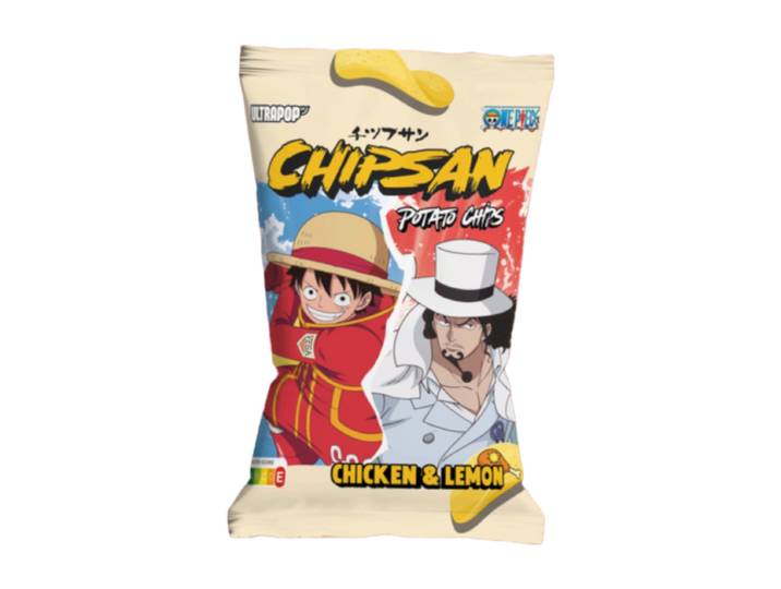 ULTRAPOP Chipsan One Piece Luffy vs Lucci Chips de pomme de terre saveur poulet rôti au citron - 110 g