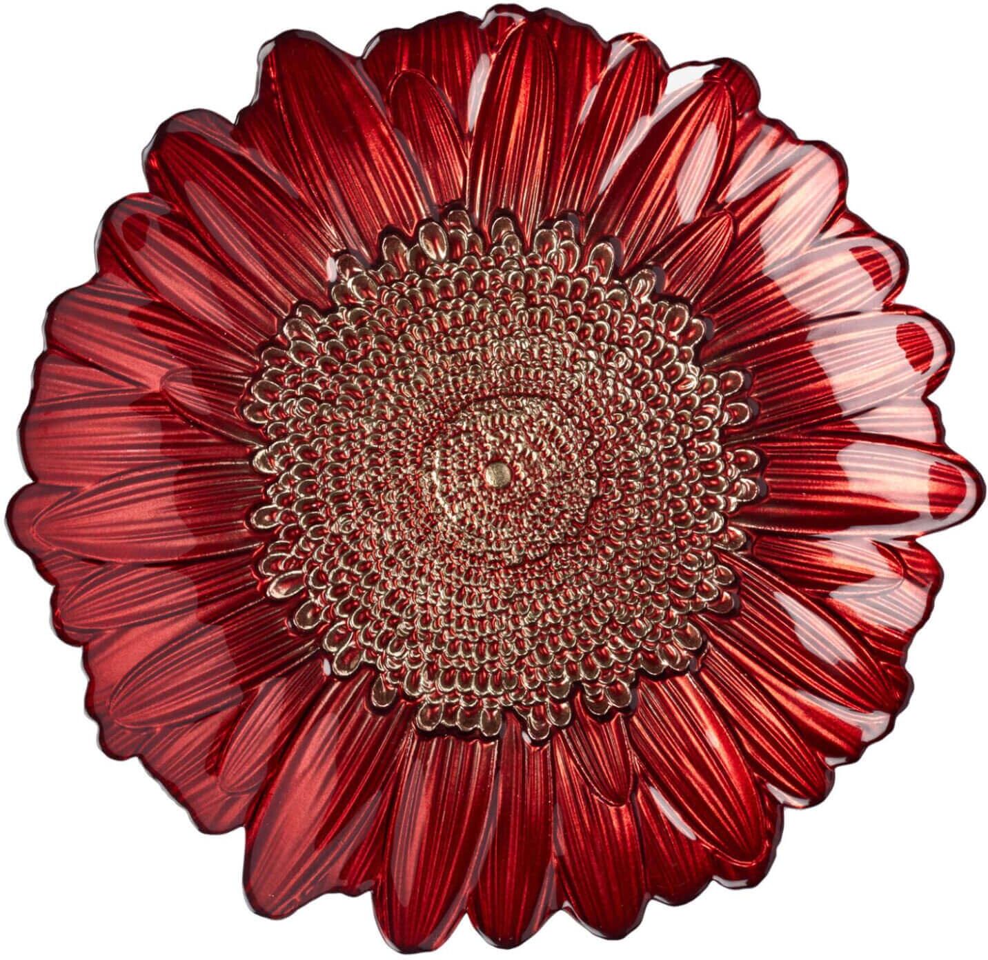 Anton Studio Designs Glass Red Sunflower Bowl - 32cm