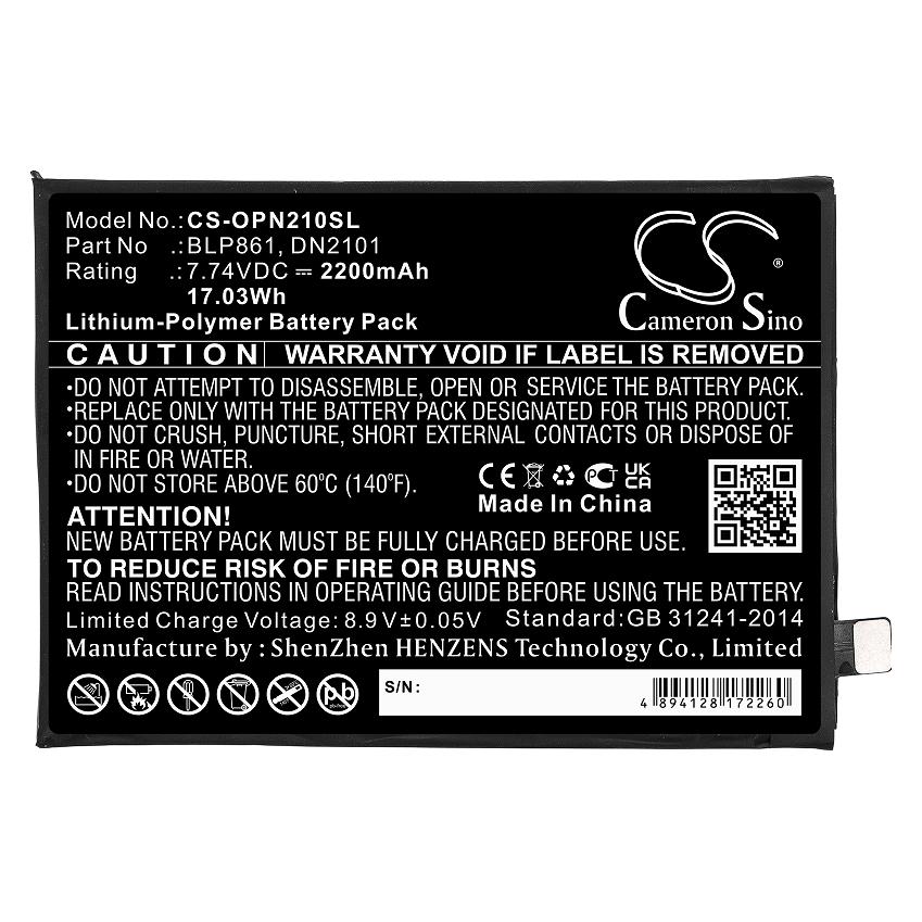 Battery for OnePlus Nord CE, 2200mAh, 7.74V (CS-OPN210SL)