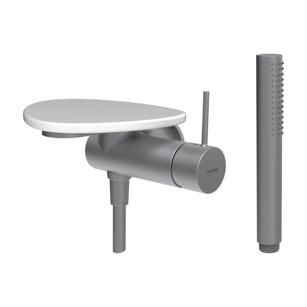 LAUFEN ADA, Duschenmischer zu Simibox 1-Point, Ablage ohne Loch Inox / Weiß glänzend HF506755501060