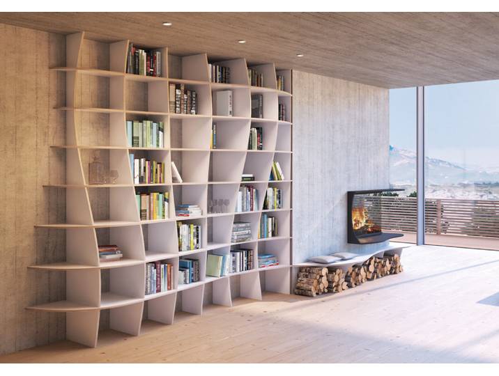 Individualisierbares Regal "Charlotta" - 300 x 270 x 47 cm - Weiss, MDF Natur, 19 mm