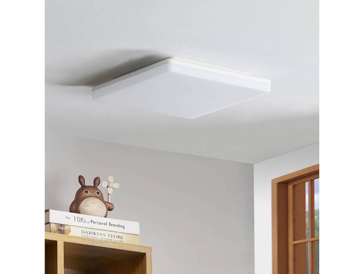 Prios Artin LED-Deckenlampe, Sensor, eckig, 28 cm PRIOS, weiß / opal, für Badezimmer, Kunststoff, Modern