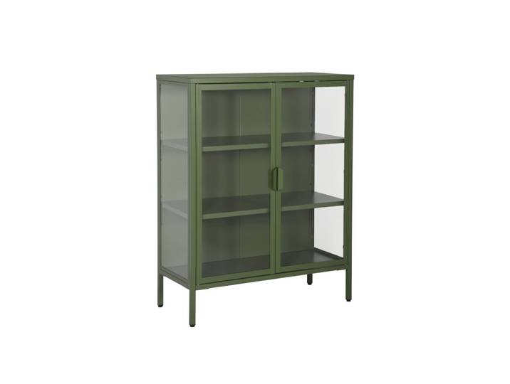 Armoire vitrine acier et verre trempé 2 portes 80cm vert