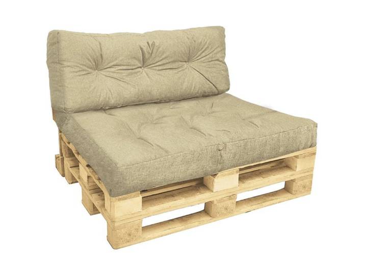 VOUNOT® Lot de 2 Coussins pour palettes - Coussin d'assise 120x80x15cm et dossier 120x15x40cm en polyester imperméable - Beige