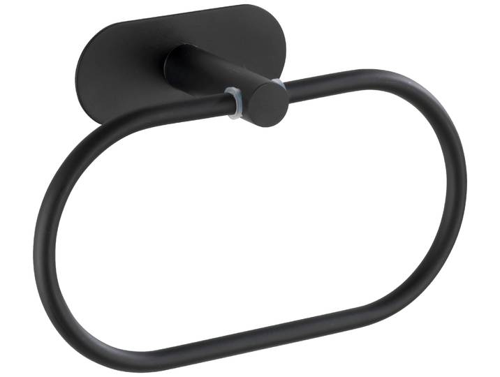 Handtuchring WENKO Orea , schwarz, B:20,5cm H:12,5cm T:7,5cm, Edelstahl, Handtuchhalter, Handtuchring, aus Edelstahl, Befestigen ohne Bohren