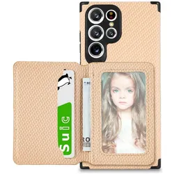 König Design Hülle Handy Schutz für Samsung Galaxy S22 Ultra 5G Case Cover Wallet Etui Tasche (Samsung Galaxy S22 Ultra 5G), Smartphone Hülle, Braun, Transparent