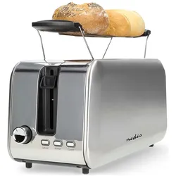 Nedis Toaster 2 Steckplätze Bräunungsstufen: 7 Auftaufunktion Aluminium / Silber, Toaster, Silber