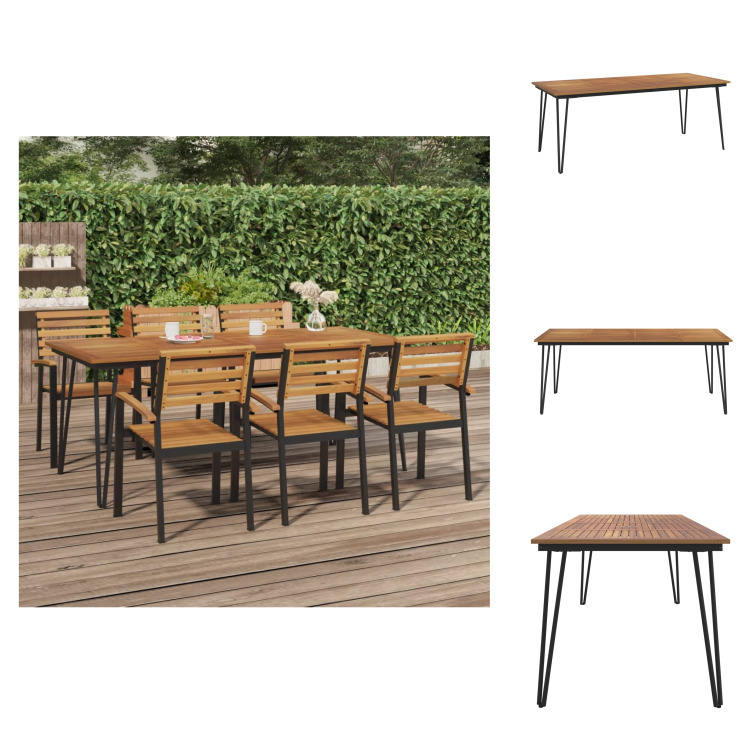 vidaXL Gartentisch Haarnadel-Tischbeine 200x90x75 cm Akazie Massivholz - Gartentische