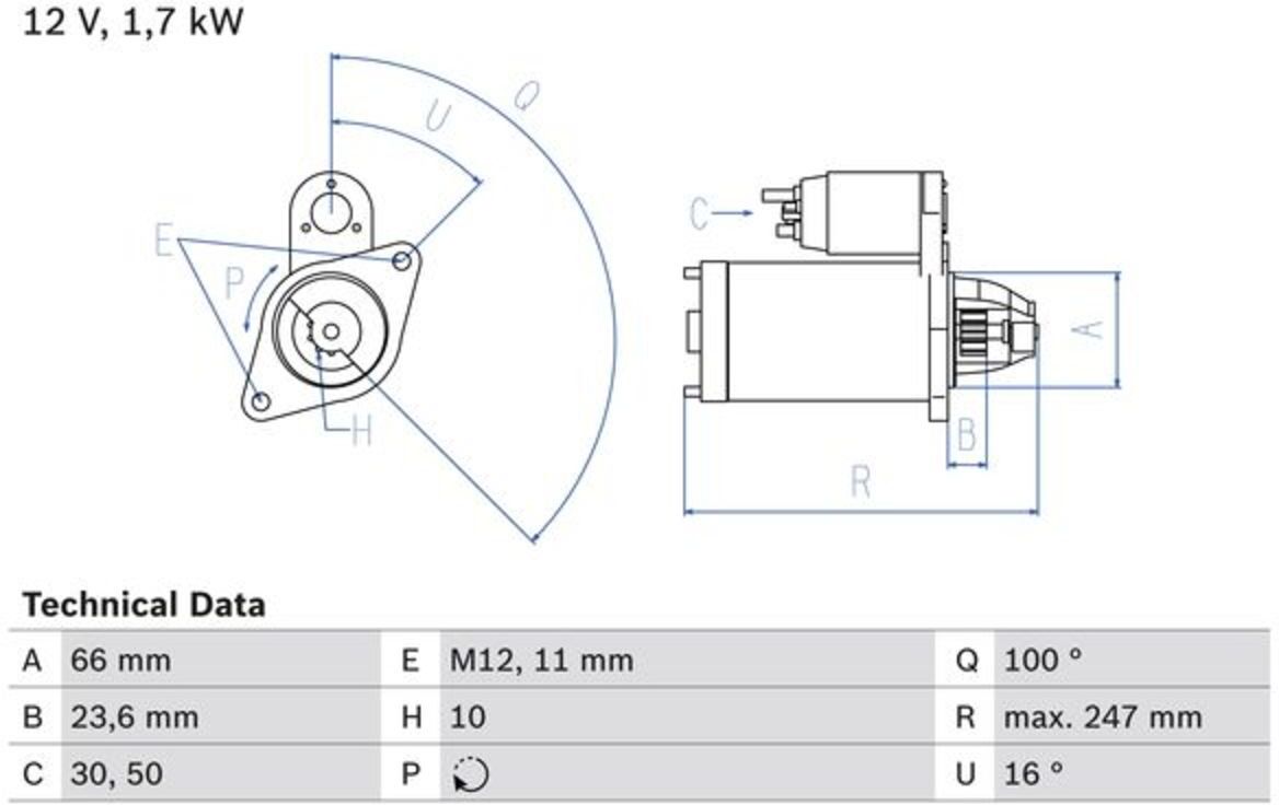 Bosch Motorino di avviamento 0 986 024 030