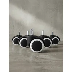 Bürostuhlrollen 5er-Set Polyurethan Weiß Ø50mm 11mm-Stift für Hartboden