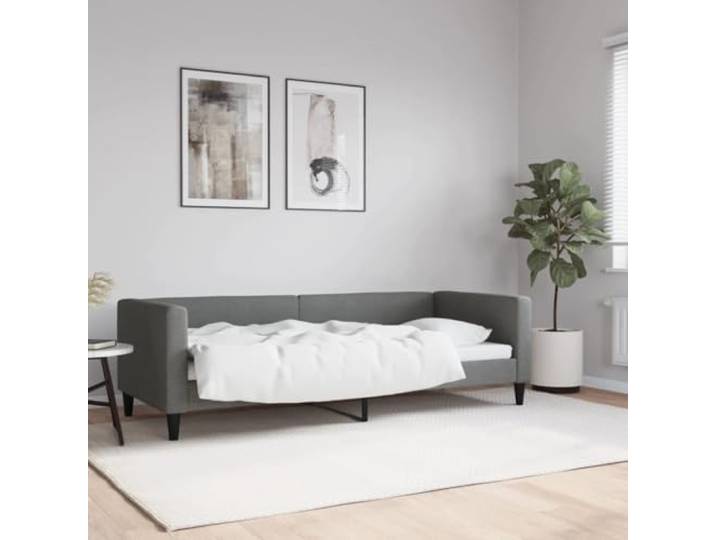 WDGJJFECNMUEHI 2 in 1 Schlafsofa Stoff Gästehaus Tagesbett Grau 80 x 200 cm Tagesbett Dunkelgrau 80x200 cm Stoff Schlafsofa mit Bettkasten Metallgestell Gästebett 2-in-1 Sitzgelegenheit