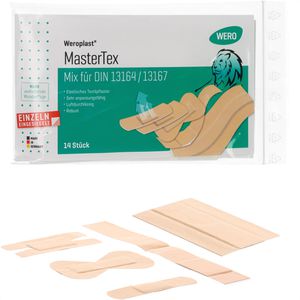 Wero Pflaster MasterTex Mix, 14 Strips, wasserfest, elastisch, atmunsaktiv, 5 Größen