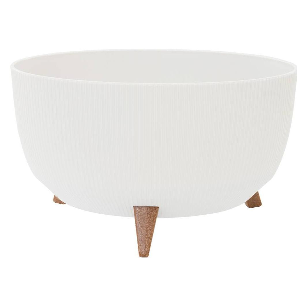 Siena Garden Pflanzgefässe OSLO STRIPE weiss Steifenoptik, 47 x 26,5 cm Kunststoff auf Füssen mit Einsatz (47 x 47 x 26.50 cm) (LA961-05)