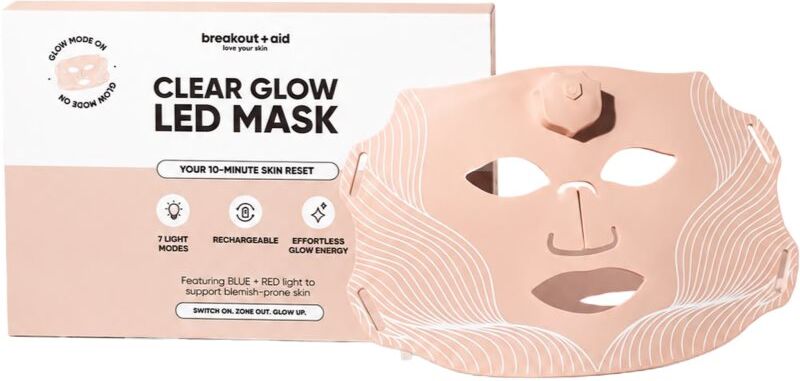 breakout + aid Clear Glow Led Mask masque LED conçu pour le visage 1 pcs