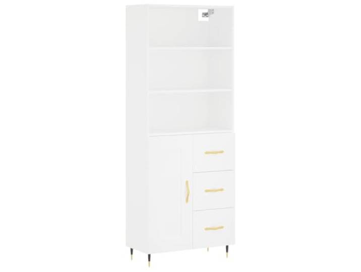 HGFDVCMR Highboard Weiß 69,5x34x180 cm Holzwerkstoff Schrank Erweitern Sie Ihren Stauraum im Wohnzimmer mit diesem eleganten 2-teiligen Highboard aus Holzwerkstoff mit Metallfüßen.