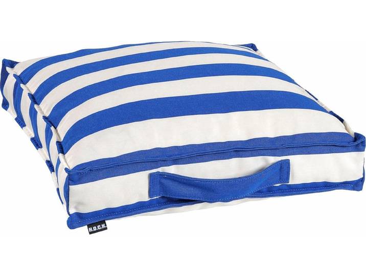 Sitzkissen H.O.C.K. Classic Streifen Outdoor , blau (blau, gestreift), B:50cm H:10cm L:50cm, Polyacryl, Dekokissen_Sitzkissen_Kissenhüllen, Sitzkissen, wasser- und schmutzabweisend