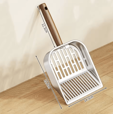 Inspire Curations SteelSift Premium Cat Litter Scoop With Wooden Handle a1