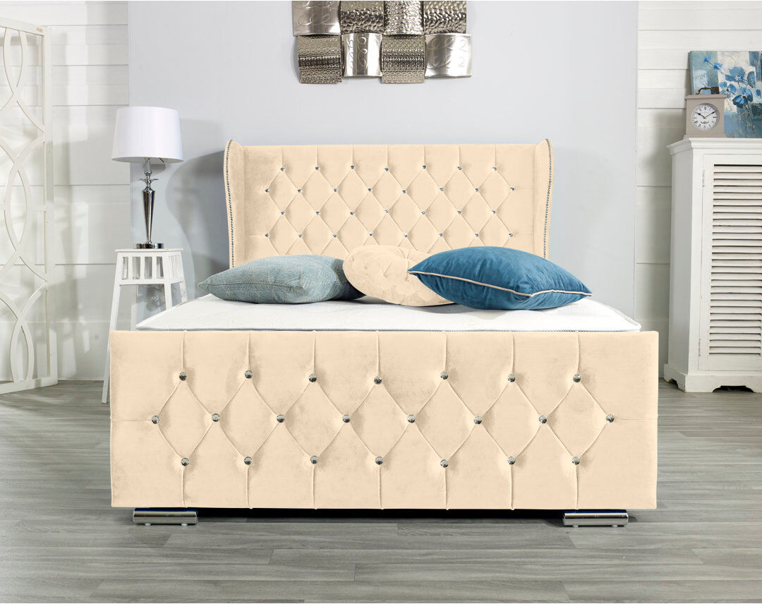 Wayfair Sleep Lamberton Upholstered Bed Frame Cream Super King (6')